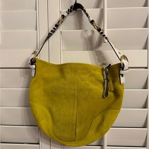 Coach SoHo Medium Hobo Bag in Chartreuse Yellow Green Suede Y2K 3657